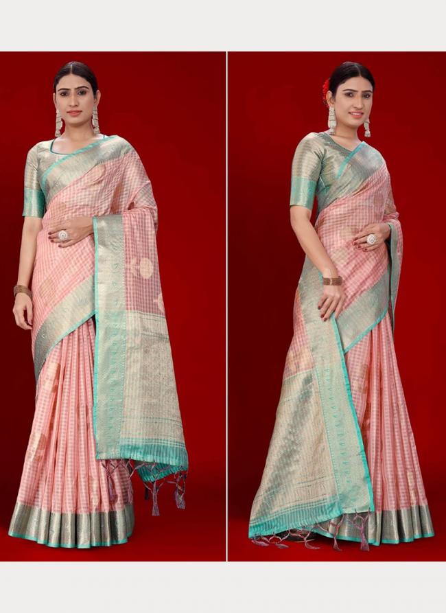 Banarasi Silk Pink Festival Wear Weaving Saree